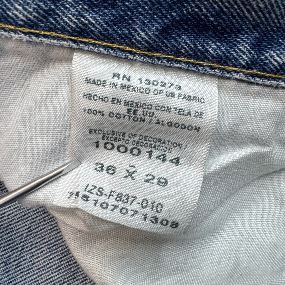 Riders by Lee Jeans Mens 36x29 Blue Distressed Straight Leg Denim‎ Y2K Fit 34x29 - Picture 8 of 12
